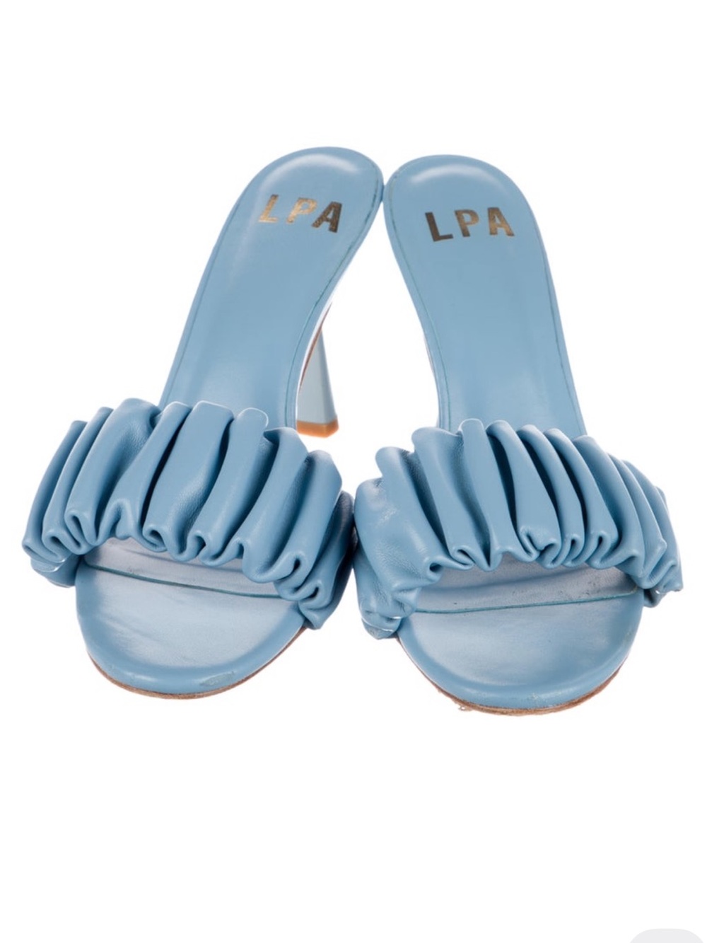 LPA Powder Blue Ruched Slide Mules